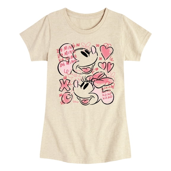 Disney - Mickey & Minnie XOXO - Youth Girls Fitted Short Sleeve T-Shirt