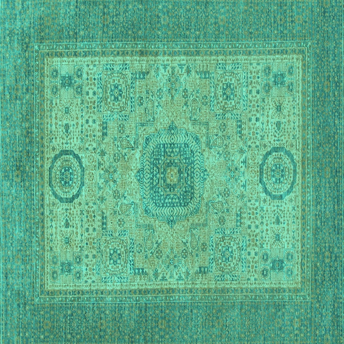 Ahgly Company Indoor Square Abstract Turquoise Blue Modern Area Rugs, 6 ...