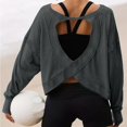 thumbnail image 2 of ZDNIXIAN Womens Summer Tops ,Back Cross Cutout Long Sleeve Workout Shirt, Lightweight Breathable Sports Pullover, 2 of 6