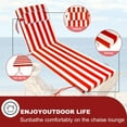 thumbnail image 5 of Outdoor Lounge Chair Cushions, 72×21×3in High-Density Foam Chair Cushion with Ties and Pillow, Anti-fading Patio Chaise Lounge Cushions for Pool & Beach（1pc, Red white stripes）, 5 of 6