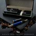 thumbnail image 3 of Wordsworth & Black Majesti Fountain Pen-(Blue), Luxury Case, 24K Gold Finish; 18K Gilded Medium Nib- Ink Cartridges, Refillable Ink Converter-Calligraphy Pen-Best Business Gift Set for Men & Women, 3 of 11