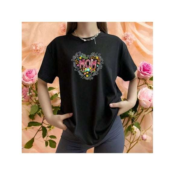 Playera MOM con Palabras de Amor – Regalo Perfecto para Mamá este 10 de Mayo Color Negro Talla Grande Marca Emil SaEs