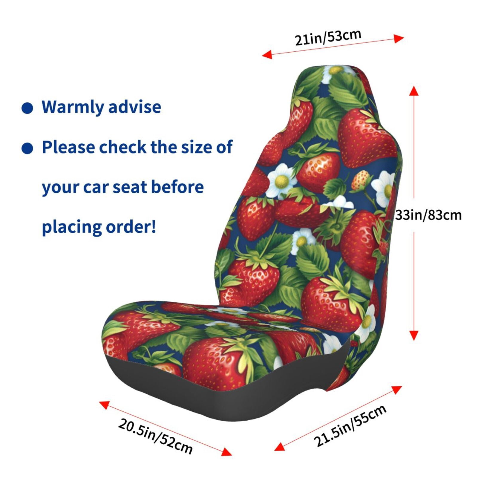 Naloa Strawberry2 Car Seat Covers Universal Front Seat Coves for Car Accessories ,Padded Car Covers for Automotive, SUV, Truck, and Van