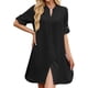 thumbnail image 3 of Vestido Camisero de Verano para Mujer, Informal, de Corta, con Botones y Cuello en V, Talla Grande Negro XXL, 3 of 6