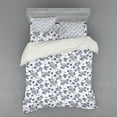 thumbnail image 2 of Grey Duvet Cover Set, Floral Patterns Victorian Inspired Roses with Dark Flowers in Monochrome Graphic Print, Bedding Set with Shams and Fitted Sheet, 3 Sizes, by Ambesonne, 2 of 3