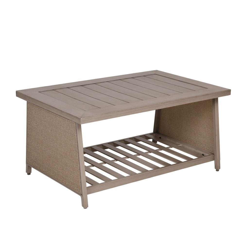 Kepooman 24" Outdoor Garden Patiosquare Wood Coffee Dining Table with Shelf, Rose Gold