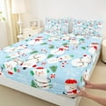 thumbnail image 6 of Feelyou Winter Snowman Twin Sheet Sets for Teen, Xmas Tree Twin Fitted Sheet, Merry Christmas Flat Sheet, Microfiber Bedroom Decor, 3 Pieces, 6 of 7