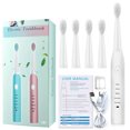 thumbnail image 2 of Cepillo de dientes eléctrico ultrasónico de 5 modos, recargable por USB, limpiador de dientes automático sónico, eliminador de manchas, dentista con 4 cabezales de cepillo, 2 of 5