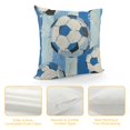 thumbnail image 4 of Soccer Throw Pillow Covers Twin Cartoon Football Cushion Case Blue Stripe for Kids Boys Girls Teens Toddler Decorative Pillowcase Sport Ball Game Home Decor, 4 of 5