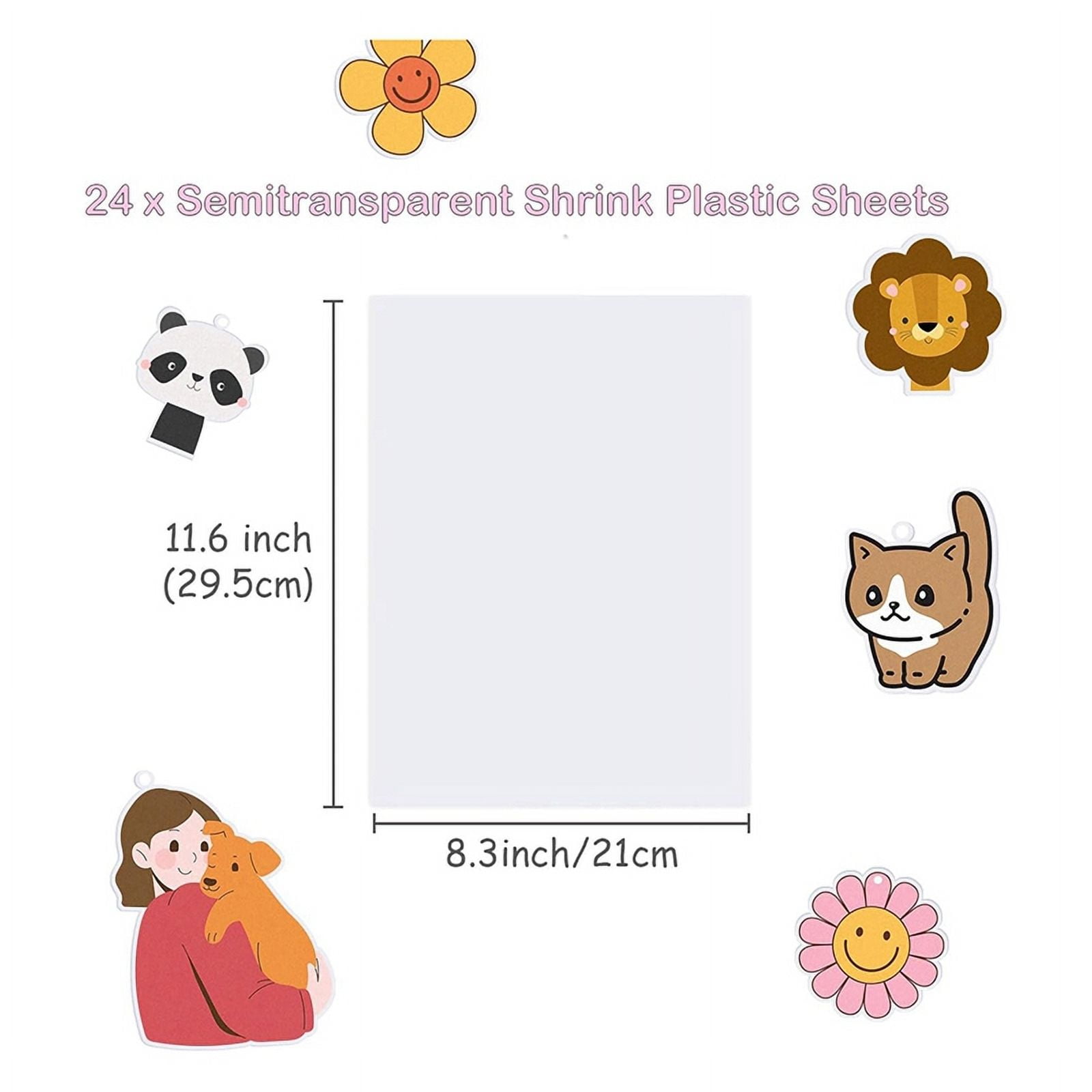 Printable Shrink Dink Sheets,Semi-Transparent Shrinky Films Papers for Inkjet Printer,Printable Shrinky Plastic,24Sheets