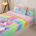 thumbnail image 3 of Homewish Girls Unicorn Rainbow Print Zipper Full Size Comforter Sets with Fitted Sheet and 2 Pillowcases,Colorful Glitter Print Monogrammed J Zipper Bedding Set For Kids,Pink Reversible,4-Piece, 3 of 7