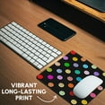 thumbnail image 6 of 3dRose, Rainbow smiling face pattern - colorful smilies - Multicolor happy smilings polka dots on black, MousePad, 6 of 7