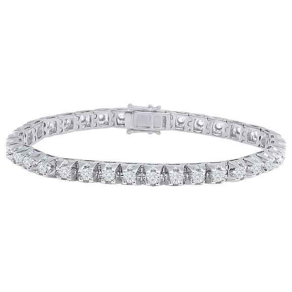 5 CT Round Cut White Natural Diamond 10k White Gold Men's Tennis Bracelet -8.5"