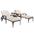 thumbnail image 6 of Zimtown 2pc 76in Cast Aluminum Outdoor Chaise Lounge Chair with Wheels, Adjustable Back Patio Recliner for Poolside, Bronze, 6 of 10