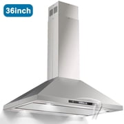 Island Range Hood 36 inch 800 CFM Ceiling Mount Kitchen Hood Vent with Gesture Sensing &Touch Control Ducted/Ductless Convertible,3 Speeds Fan,4 LED Lights,Stainless Steel,Aluminum Filters