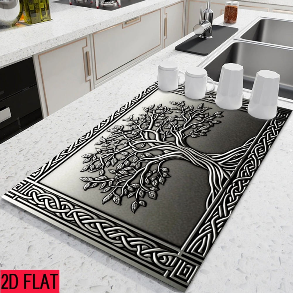 2D flat 1 kitchen stove cover, simple and artistic pattern design, Nordic-style kitchen mat, coffee machine mat, operation counter decoration, the first choice for kitchen gifts. The size is 28.3x20.