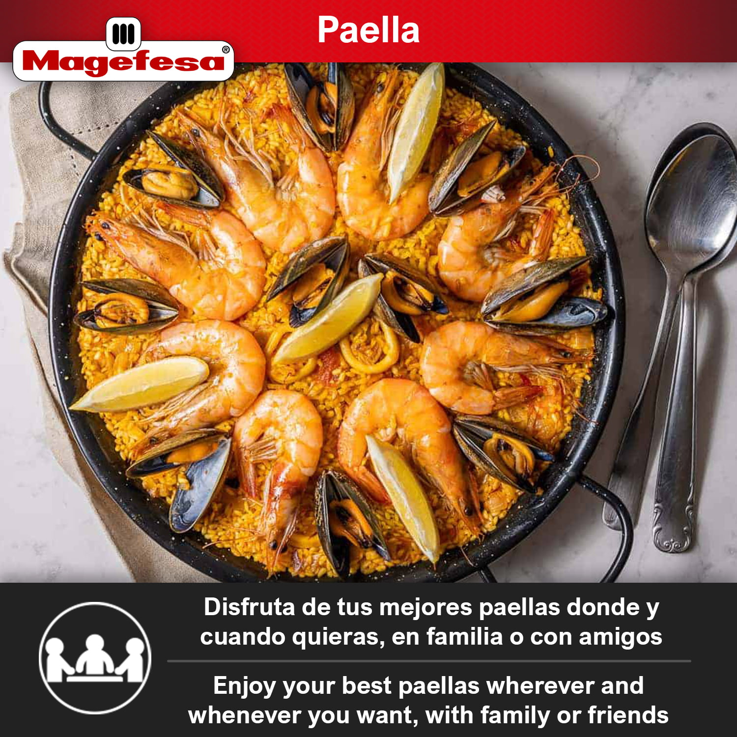 Magefesa Pizza and Paella 18 in. Enamelled on Steel Pan 01PAPAEES46 - The  Home Depot