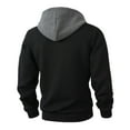 thumbnail image 5 of Men's Hoodies Quarter Zip Drawstring Plaid Jacquard Color Block Long Sleeve Sweatshirts Fall Casual Stylish Slim Fit Tops Black 3XL, 5 of 9