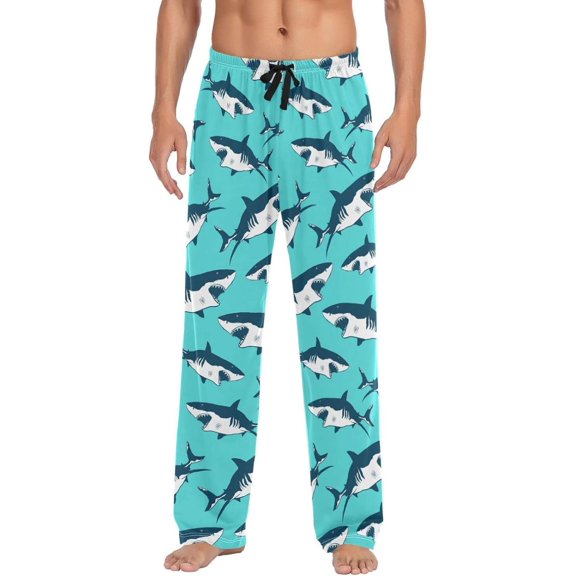 GZHJMY Shark Pajama Pants for Men, Lounge Pants Lightweight Men Pajama Bottoms with Drawstring Pockets, Christmas New Year Birthday Gifts, X-Large