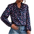 thumbnail image 1 of Moda mujer cuello en V manga larga pulóver vendaje Casual estampado blusa Tops Fridja  czfsfas4129, 1 of 5