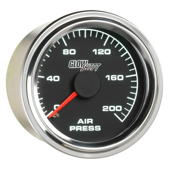 GlowShift | 2-1/16 (52mm) Black Mechanical 200 PSI Air Pressure Gauge for Cars and Trucks