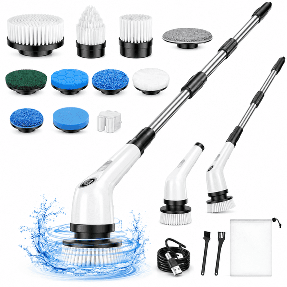 Electric Spin Scrubber, Cordless Power Scrubber Brush with Adjustable Extension Handle for Home, Cleaning Brush for Bathtub Kitchen Wall