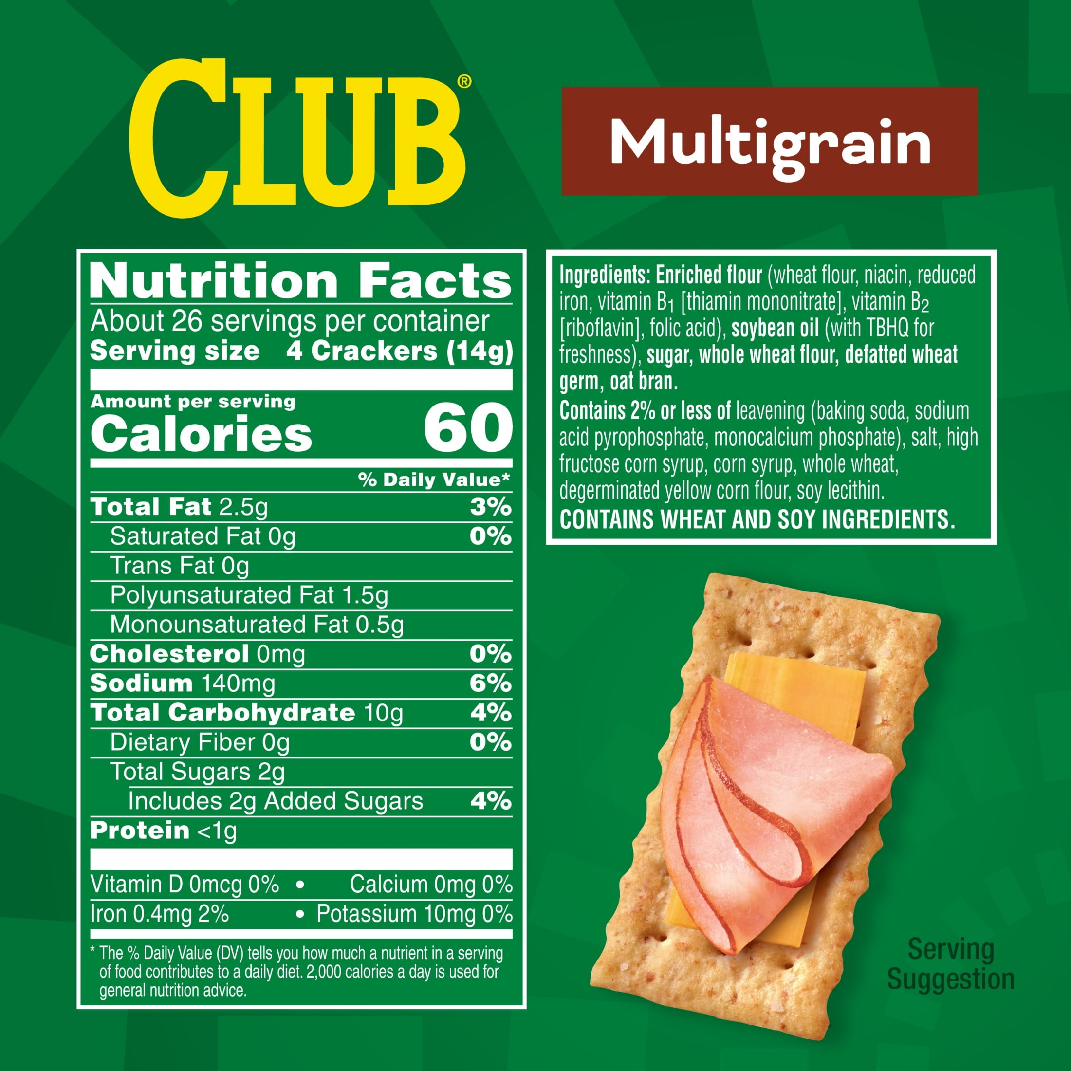 (12 pack) Club Multigrain Crackers, Lunch Snacks, 12.7 oz