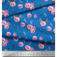 thumbnail image 2 of Soimoi Blue Cotton Duck Fabric Leaves & Ranunculus Floral Print Fabric by the Yard 44 Inch Wide, 2 of 3