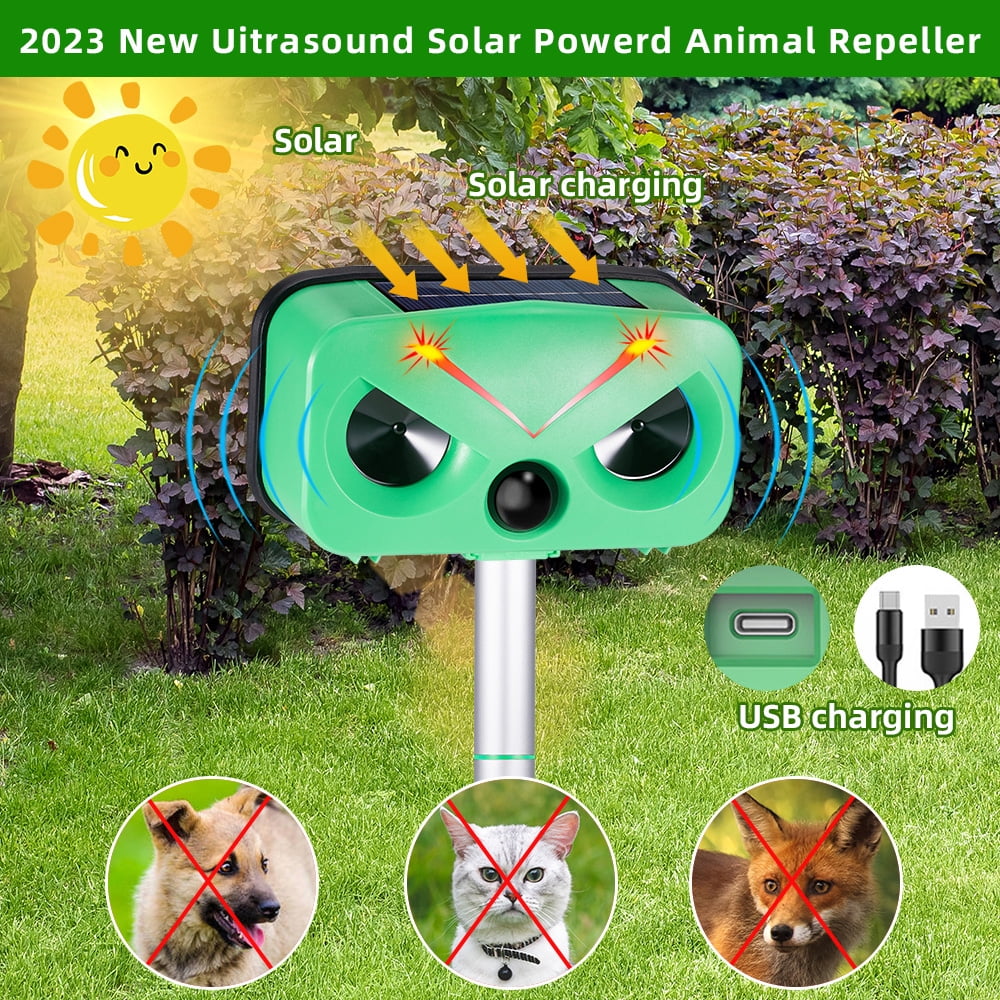 Jahy2Tech Ultrasonic Outdoor Animal Repeller, Outdoor Solar Powered Animal Repeller Waterproof with Motion Sensor & Flashing Light