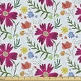 thumbnail image 1 of Floral Fabric by the Yard, Vivid and Vintage Flowers and Leaves Blossoming in Spring Season, Decorative Upholstery Fabric for Sofas and Home Accents, Magenta and Multicolor by Ambesonne, 1 of 5