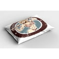 thumbnail image 2 of Ambesonne Fitness Pillow Sham 2 Pack, Retro Gym Lady Layout Art, 26"x20", Warm Taupe Slate Blue, 2 of 3