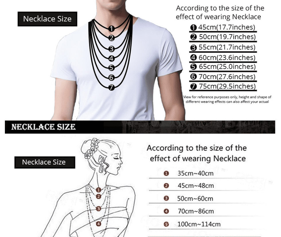 Necklace Size Chart For Men & Women - Complete Guide