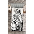 thumbnail image 3 of Ambesonne Cartoon Quilted Bedspread Set 2 Pcs, Adventure, Twin Size, Black White, 3 of 3