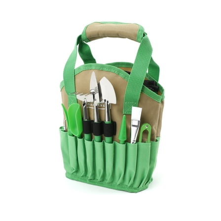 Expert Gardener Indoor Gardening Stainless Steel Tool Set, 14 Pieces, Green