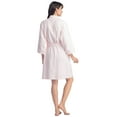 thumbnail image 2 of Fishers Finery Women's Short Cotton Terry Kimono Bathrobe with Pockets (Pink, L), 2 of 6