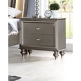 thumbnail image 2 of 3pc Luxury King Size LED Bed 2x Nightstand Charcoal Finish Solid Wood Bedroom Furniture, 2 of 3