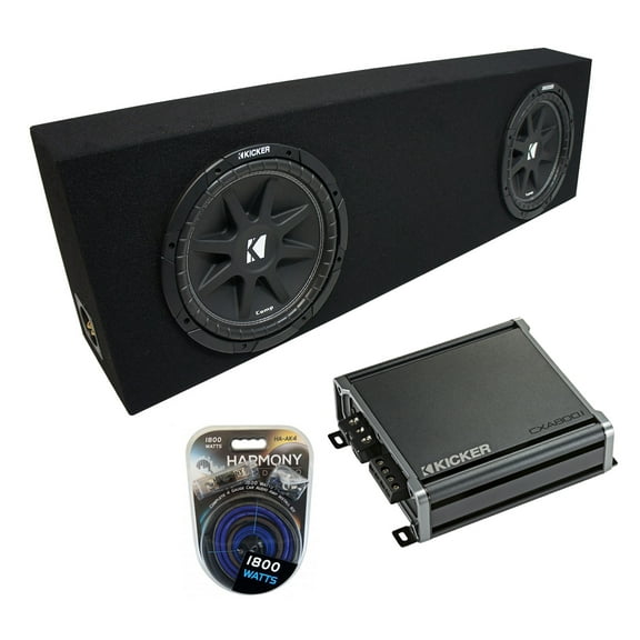 Universal Regular Cab Truck Kicker Comp C10 Dual 10" Black Sub Box & CXA8001 Amp