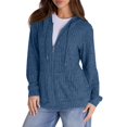 thumbnail image 4 of Sweaters for Women Long Sleeve Zip up Hoodies Ribbed Hooded Sweatshirts Loose Casual Cardigan Jackets with Pocket, 4 of 6