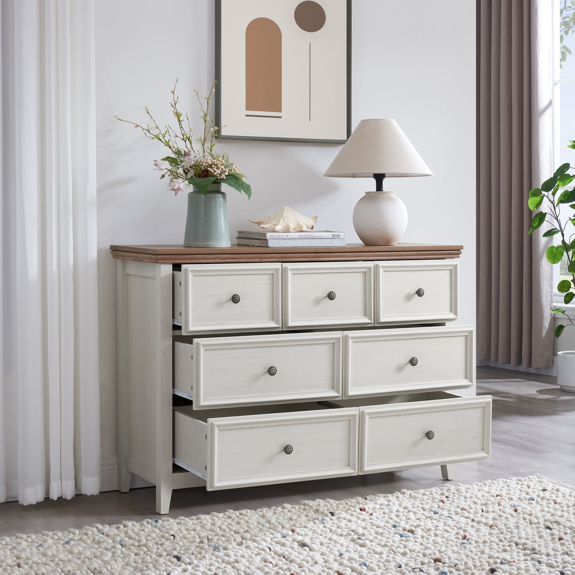 Leumius 7 Drawers Dresser,Modern 7 Drawers Cabinet Chest of Drawers Closet Organizers and Storage for Living Room,Bedroom,Beige