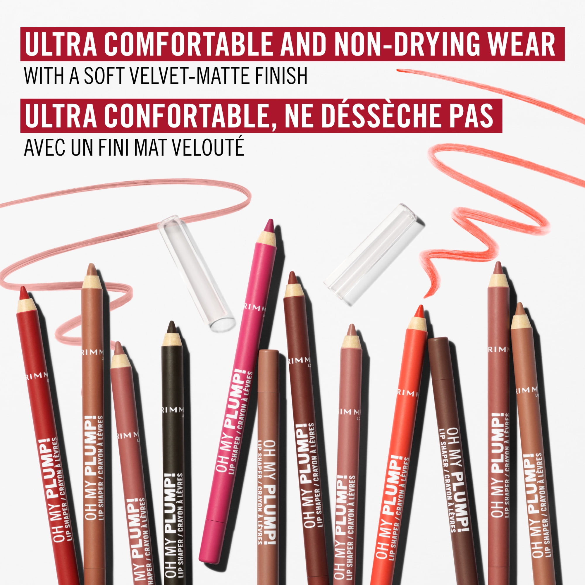 Rimmel Oh My Plump! Lip Shaper, 050 Café Latte, Peptide-Infused Lip Liner, Ultra-Creamy, Transfer-Resistant