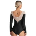thumbnail image 2 of TiaoBug Sheer Mesh Long Sleeve Dance Leotards for Womens Ballet Leotard Gymnastics Bodysuit Black L, 2 of 7