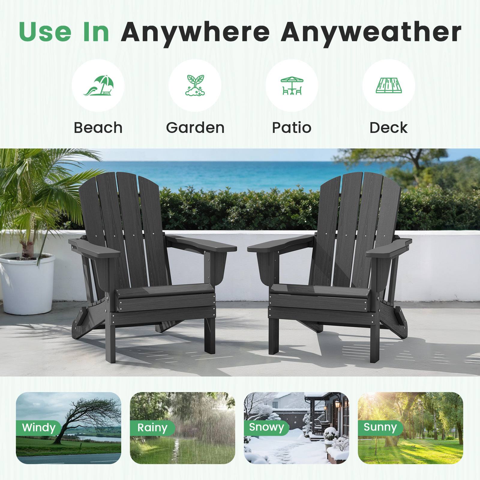 Loyalice Folding Adirondack Chair, Weather Resistant HDPE photo 8