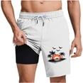 thumbnail image 2 of hlysgo Swim Trunks Men 9 Inch Summer Beach Bathing Suit Short Quick Dry Hawaiian Surfing Board Shorts with Liner Casual Swim Trunks Swimwear White S, 2 of 6