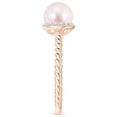 thumbnail image 3 of ANGARA Japanese Akoya Cultured Pearl Twisted Rope Shank Ring in 14K Rose Gold for Women | June Birthstone, Birthday, Anniversary, Jewelry Gift for Women | Pearl Ring, 3 of 8