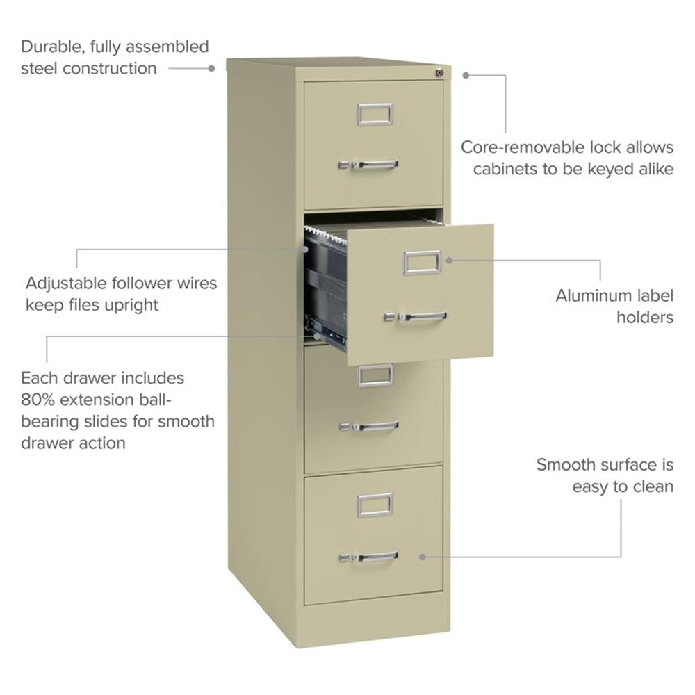 Scranton & Co 25"D Metal 4-Drawer Letter Width Vertical File Cabinet in Beige