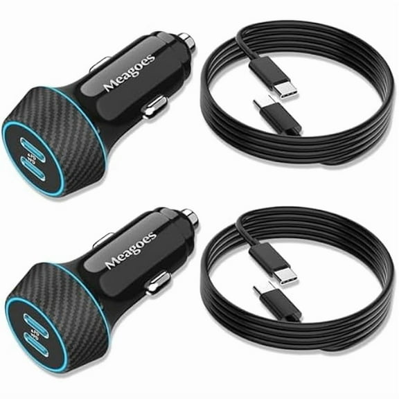 ZC2 Pack 90W USB C Car Charger Super Fast Charging for iPhone 16 Pro Max/Plus/15, Samsung Galaxy S25 Ultra/S24/S23/A55/Pixel 9, Dual 45W PD Port Cigarette Lighter Adapter with 6.6FT Type C Cord