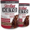 SlimFast Keto Meal Replacement Powder, Fudge Brownie Batter, Low Carb with Whey & Collagen Protein, 10 Servings (Pack of 2)