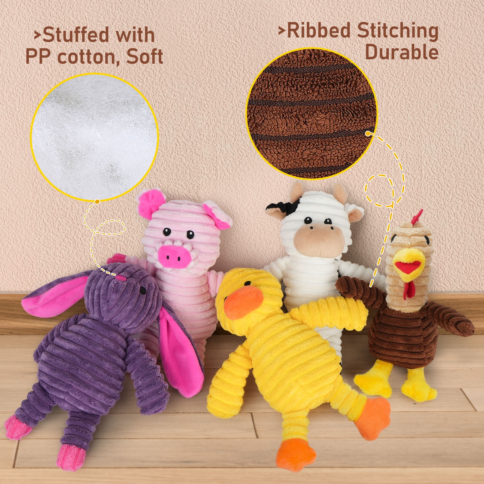 Prime Pets Dog Toys, 5 Pack, Squeaky Plush Dog Chew Toys Gift for Small Medium Large Dogs, Puppy