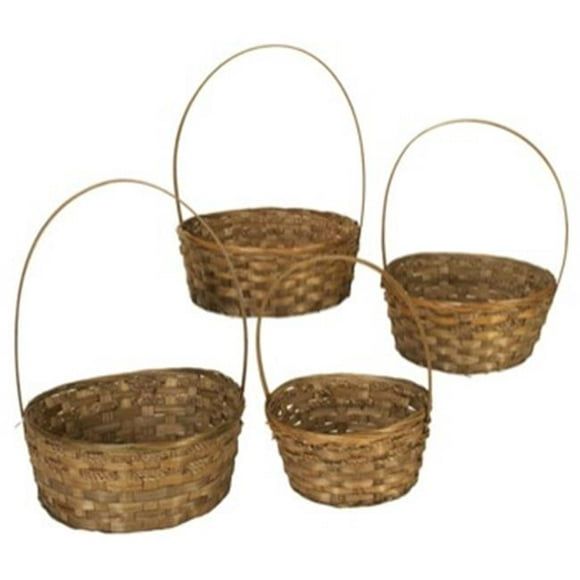 Wald Set Of 4 Dark Stained Bamboo Baskets. Nested Set Of Four Dark Stained Bamboo Basket With Handles. Assortment Of Four Designs. Liners Included. Size: X-Lg: 10 X 4- 13 Oah- Lg: 9 X 4&#44