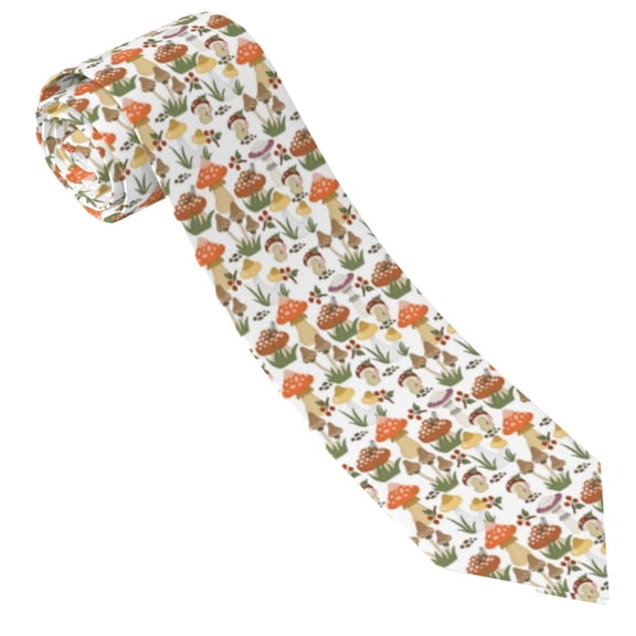 Salouo Mushrooms Pattern Men's Silk Ties 4.7"Necktie for Men Formal Ties Business Necktie Men's Wedding Fashion Accessory